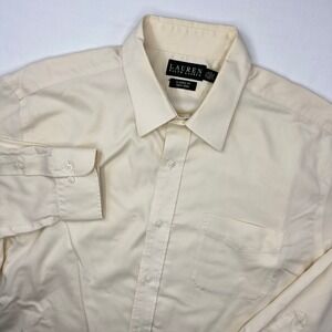 Lauren Ralph Lauren Shirt Mens 17.5 32/33 Cream Button Down Classic Fit Non Iron